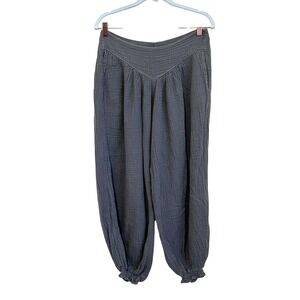 Cotton Flower Womens Yogini Pants Size OS Gray Boho Hippie Artsy Gauze Lagenlook